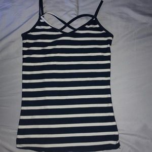 Striped spaghetti strap w/ design on the front